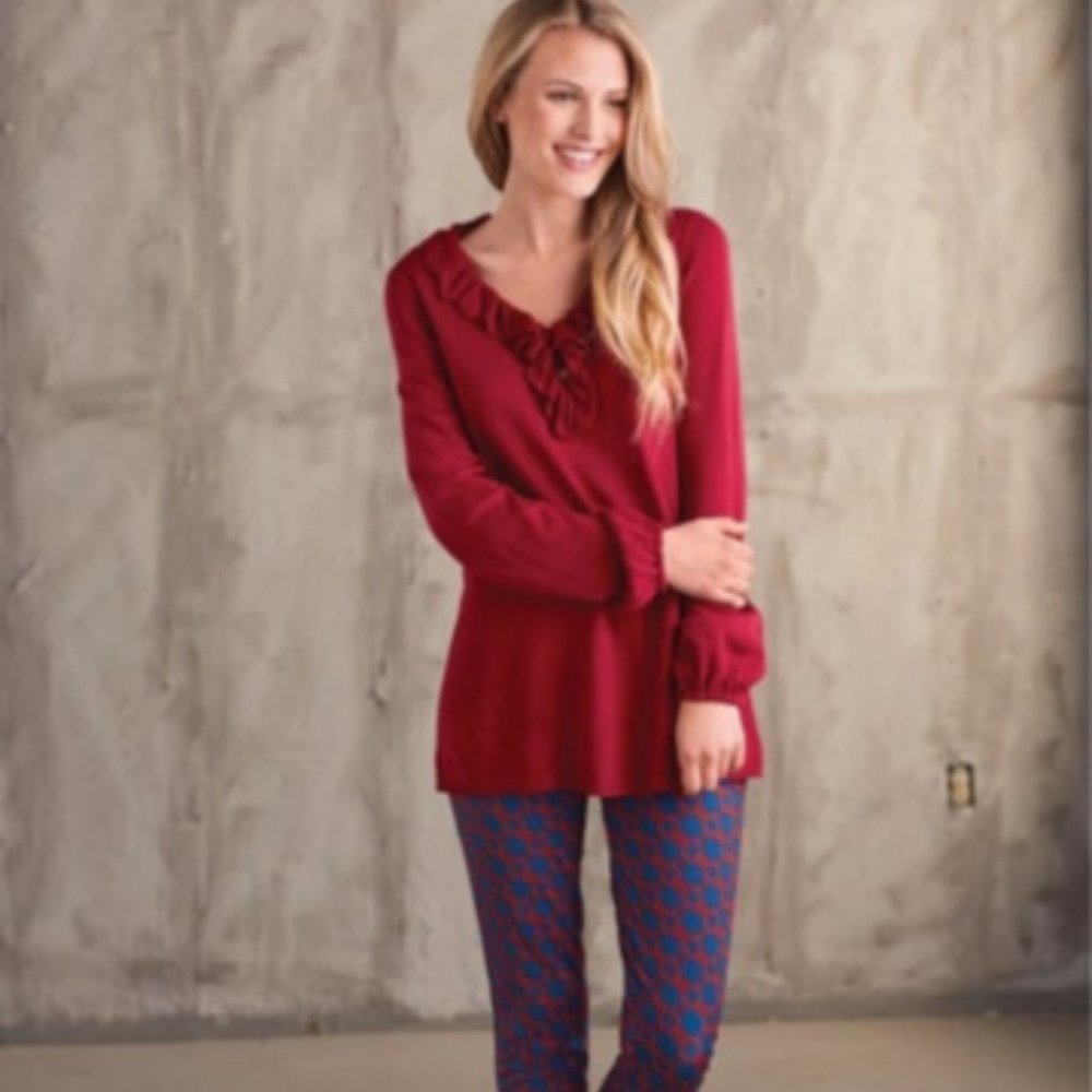 NWT Mud Pie ASHTON ANKLE PANT RED CHAIN Link Leggings Size Medium